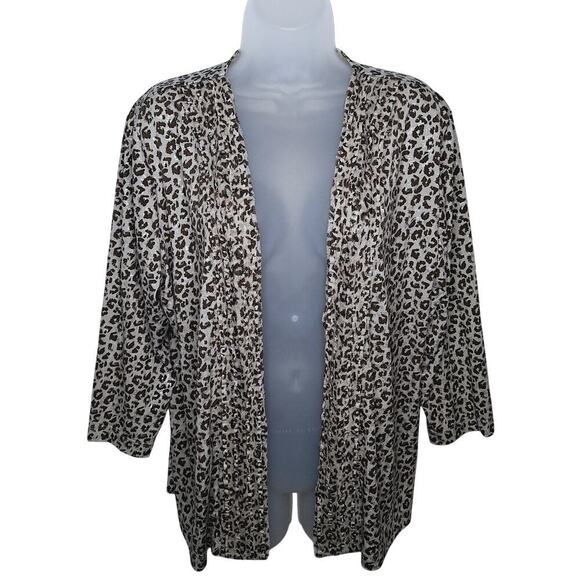 Chico's Jackets & Blazers - Chico's Travelers Jacket Leopard Ruffle Shimmer 2 Large 12 Mochachino Cardigan
